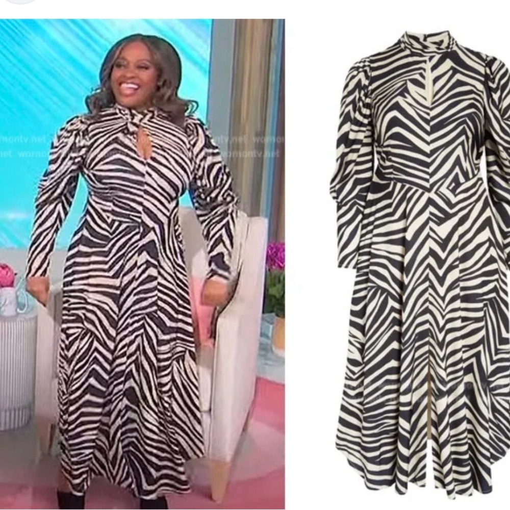 11 Honore Black and White Zebra Long Sleeve Dress - Picture 2 of 2